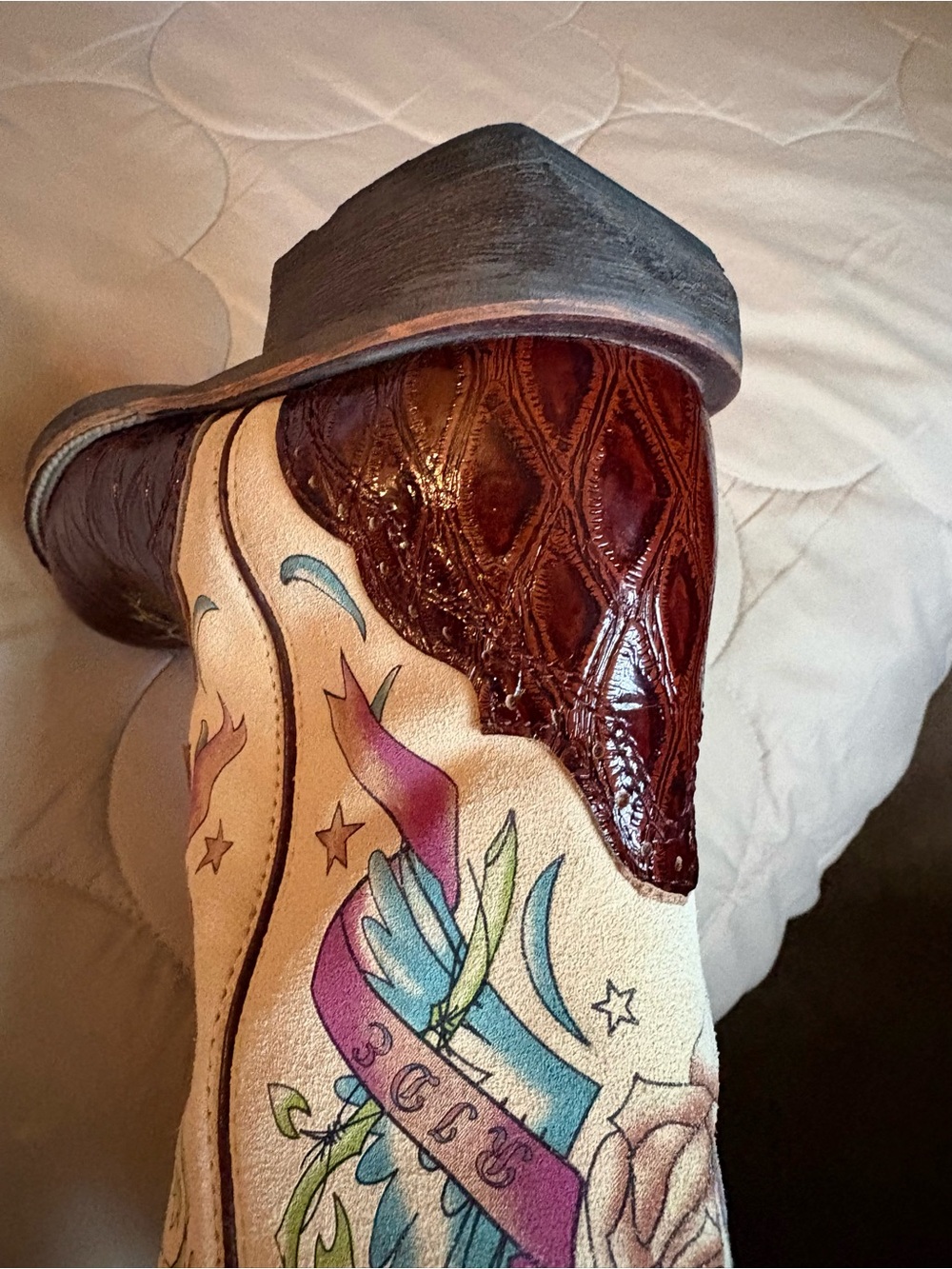 Ariat Brown and Cream Women's Heeled Cowboy Boots - Picture 12 of 12
